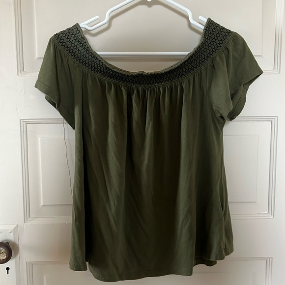 Green off the shoulder comfy top - Picture 1 of 3